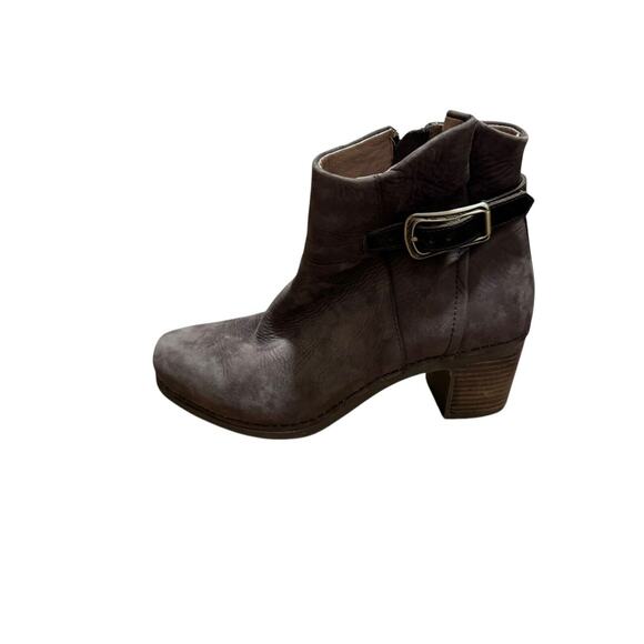 Dansko Hartley Side Zip Ankle Boots Booties Brown Chocolate Buck Sz 38 USA 8 - Picture 4 of 9